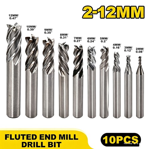 10pcs end mill set flute - end, 4